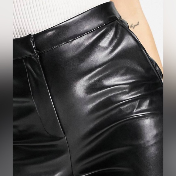 Cropped black faux leather kickflare pants - Picture 2 of 4